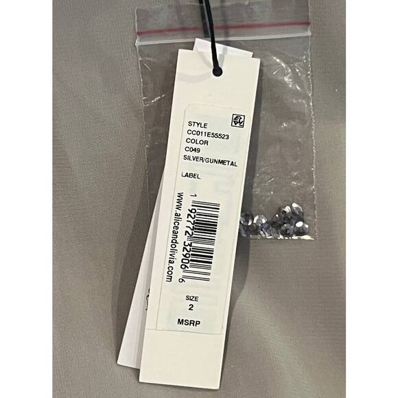 NWT ALICE + OLIVIA Anne Sequin Long Sleeve Wrap Dress Size 2 - Picture 10 of 13